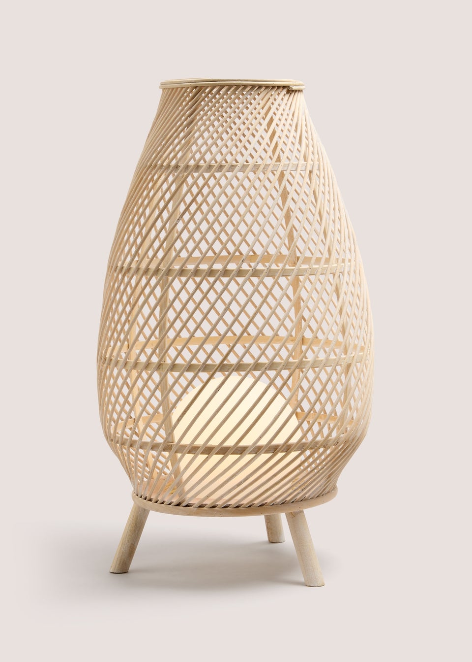 Natural Bamboo Rattan Led Lantern (35.4cm x 35.4cm x 35.4cm)