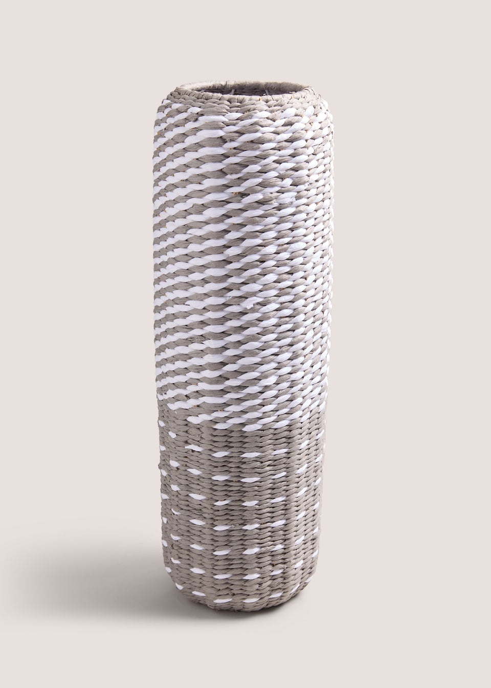 Grey & White Woven Vase (60cm x 13cm x 13cm)