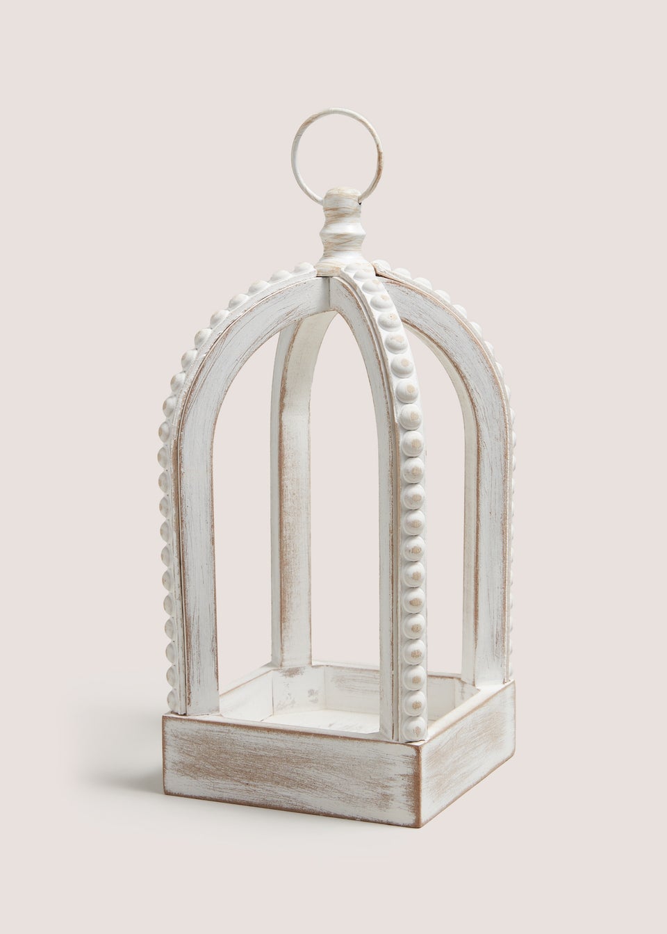 White Oriental Wood Lantern (30.5cm x 14cm x 14cm)