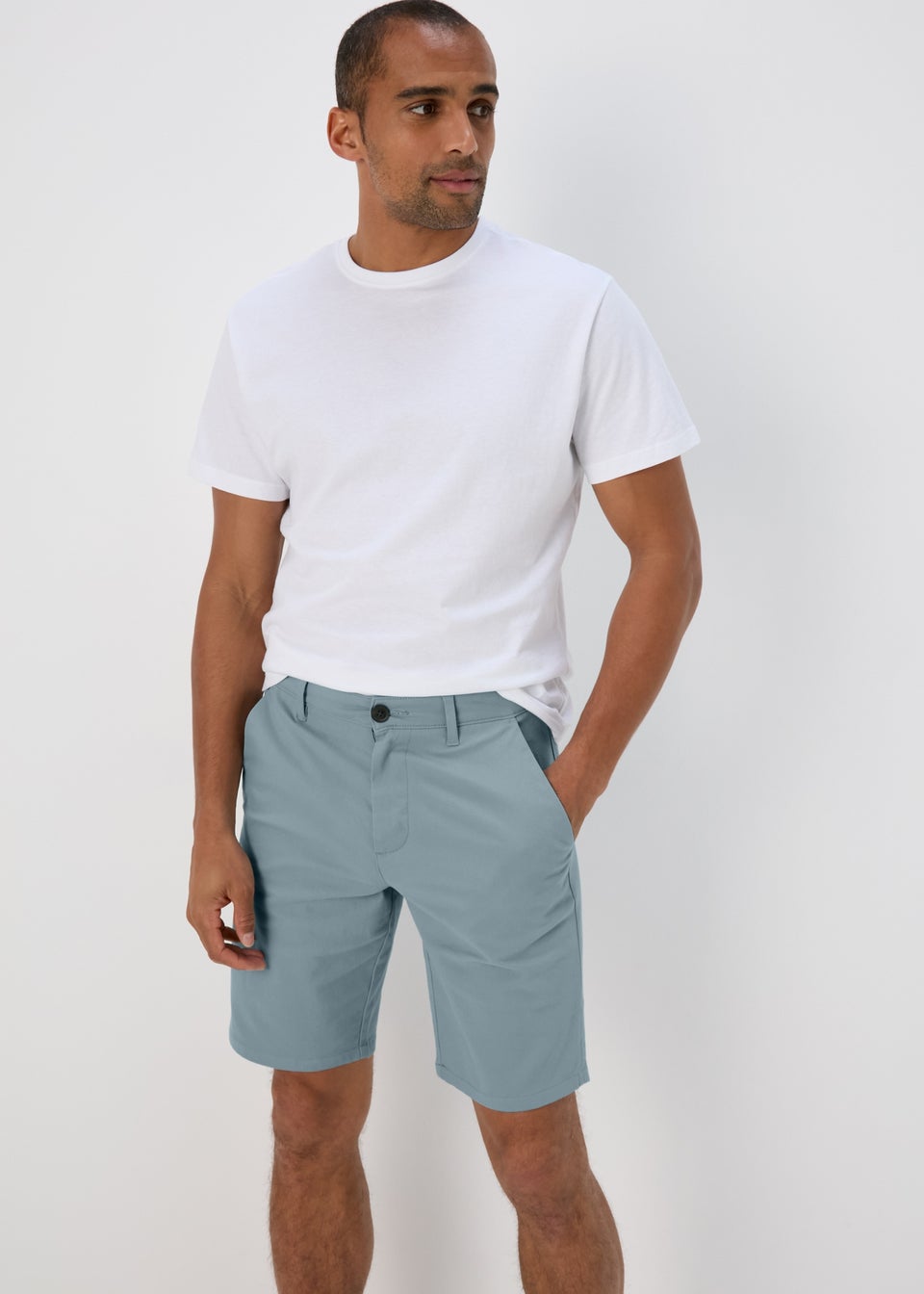 Blue Straight Fit Chino Shorts