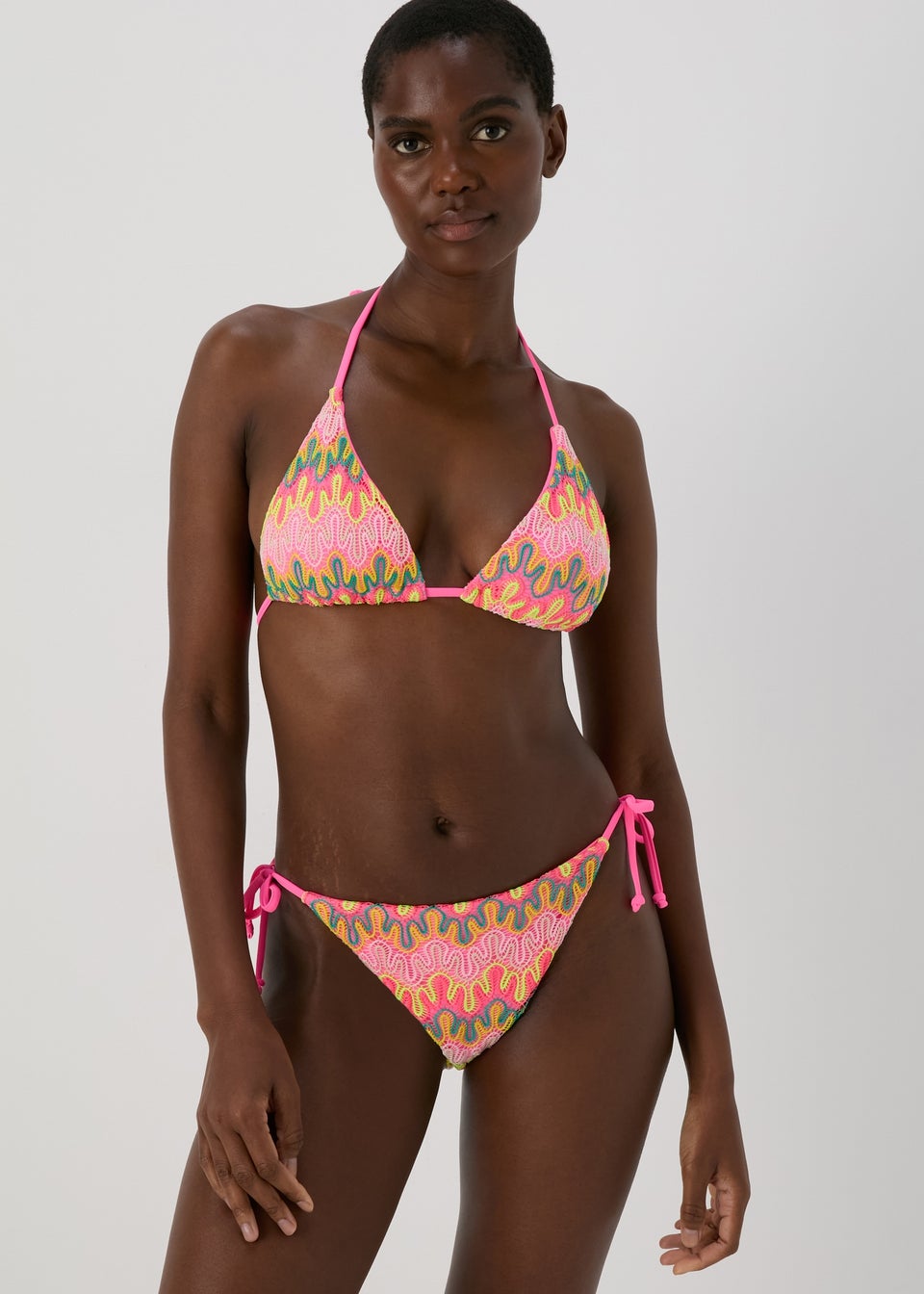 Multicoloured Crochet Triangle Bikini Bottom