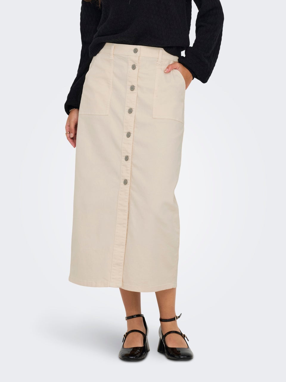 JDY Ecru Nora Pocket Skirt