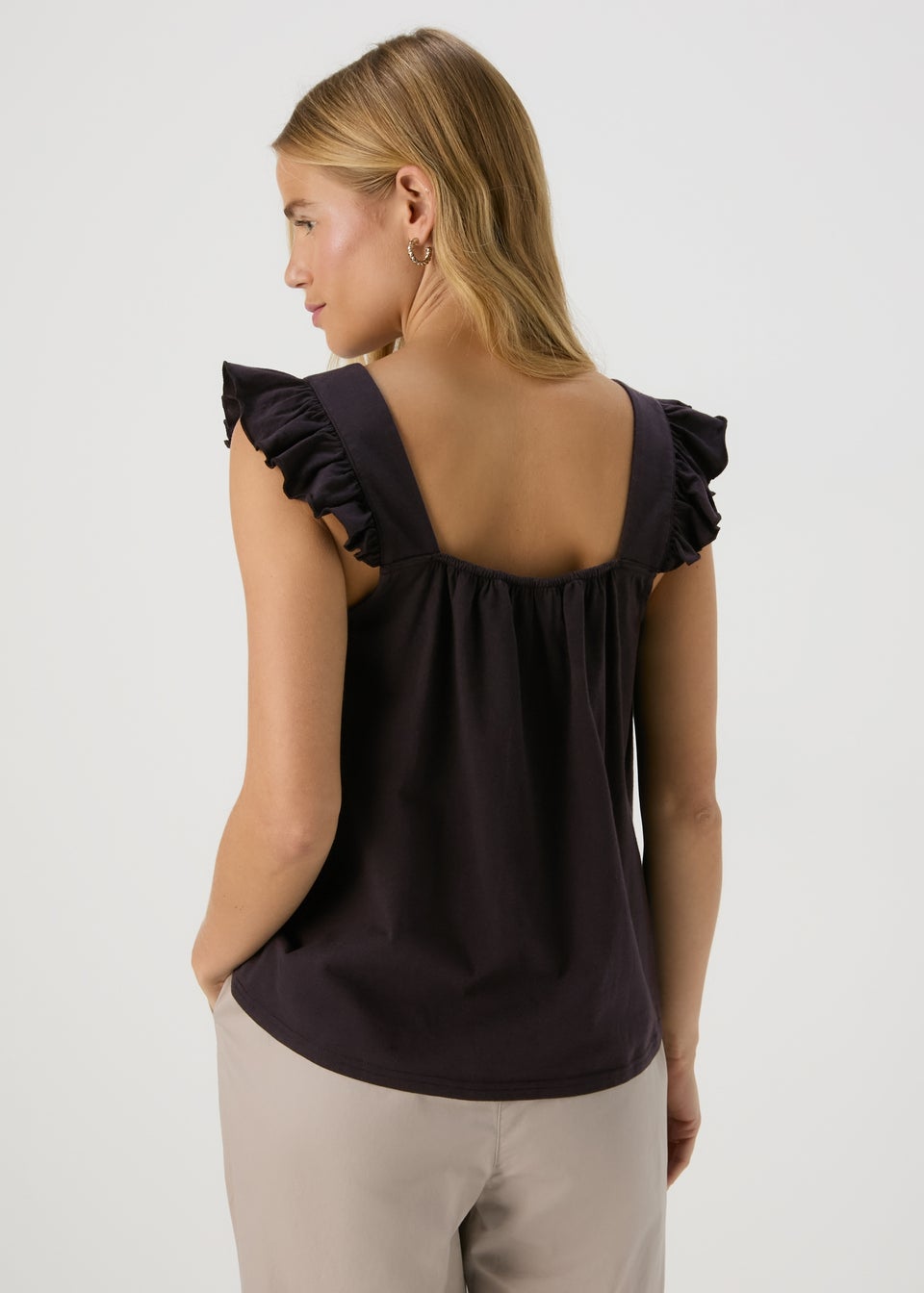 Black Embroidered Strap Vest