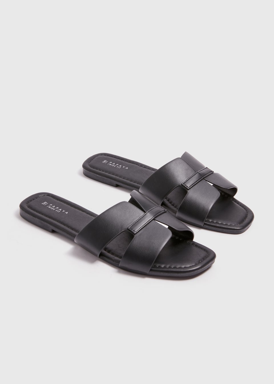 Black Wide Fit  Mule Sandal