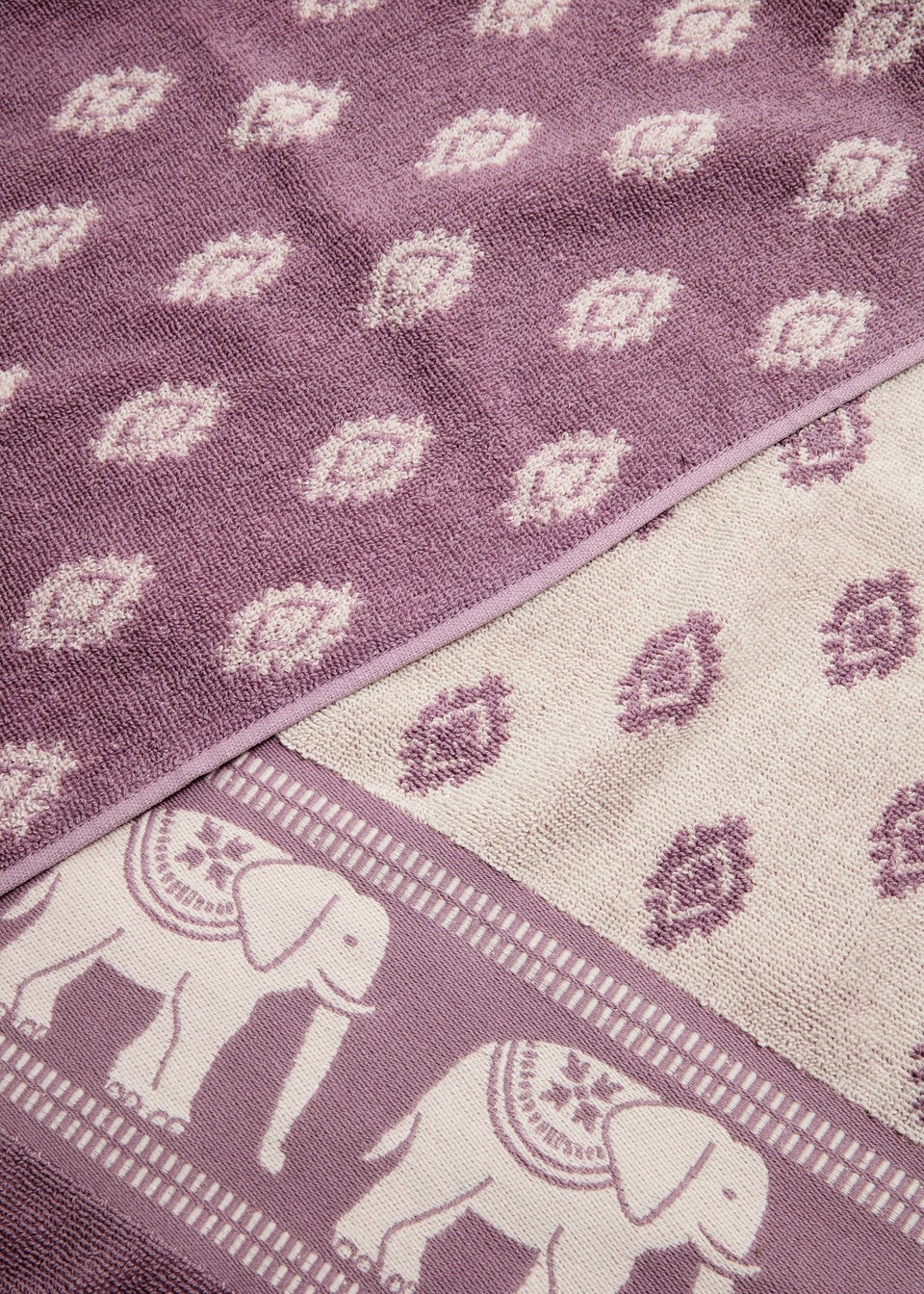 Purple Artisan Elephant Border Towel