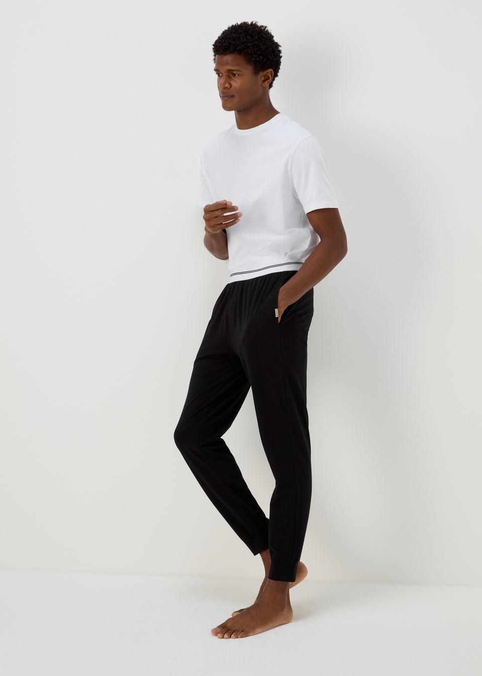 Black Stripe Jacquard Waistband Trousers