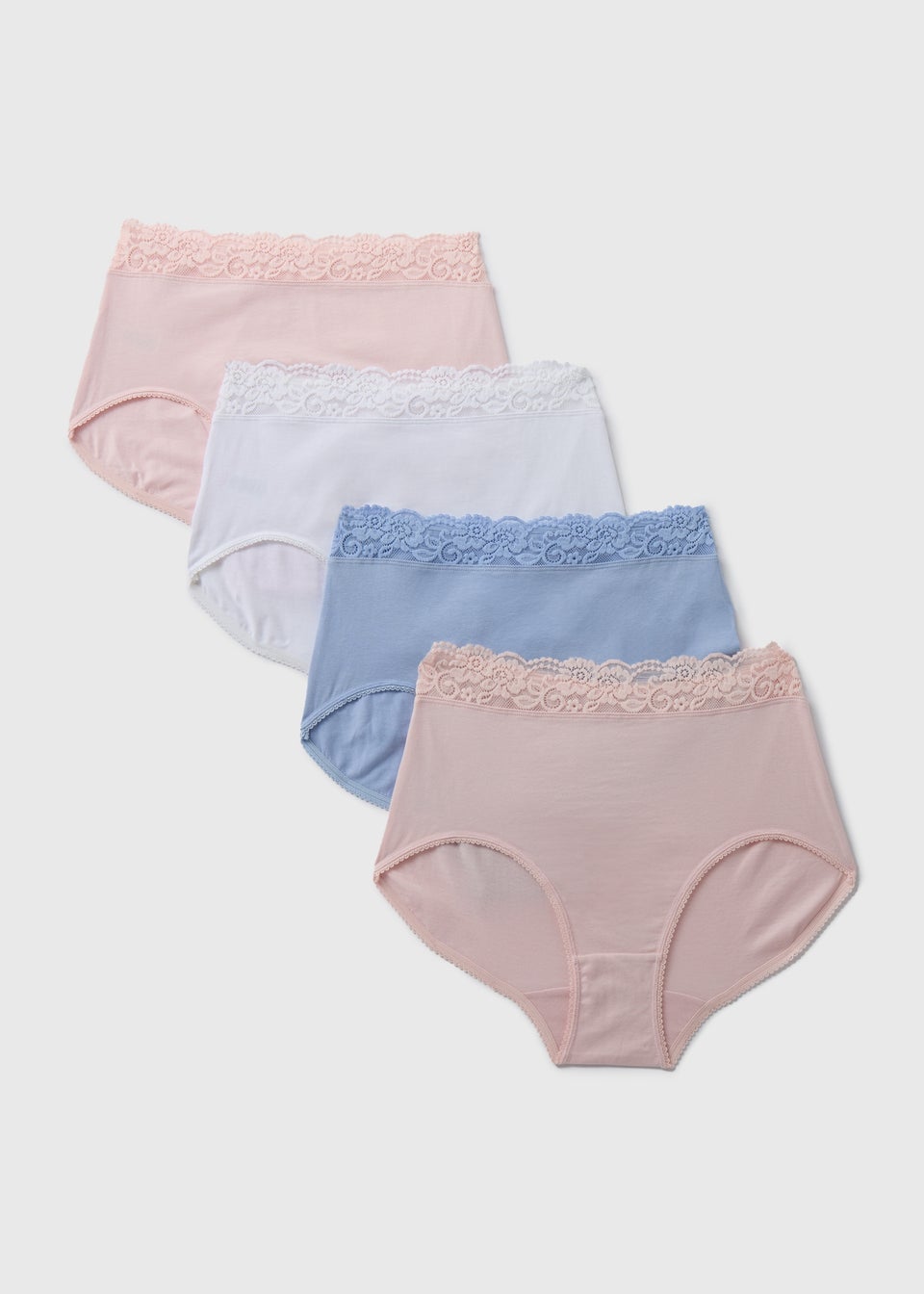 4 Pack Pink & Navy Lace Trims Full Knickers