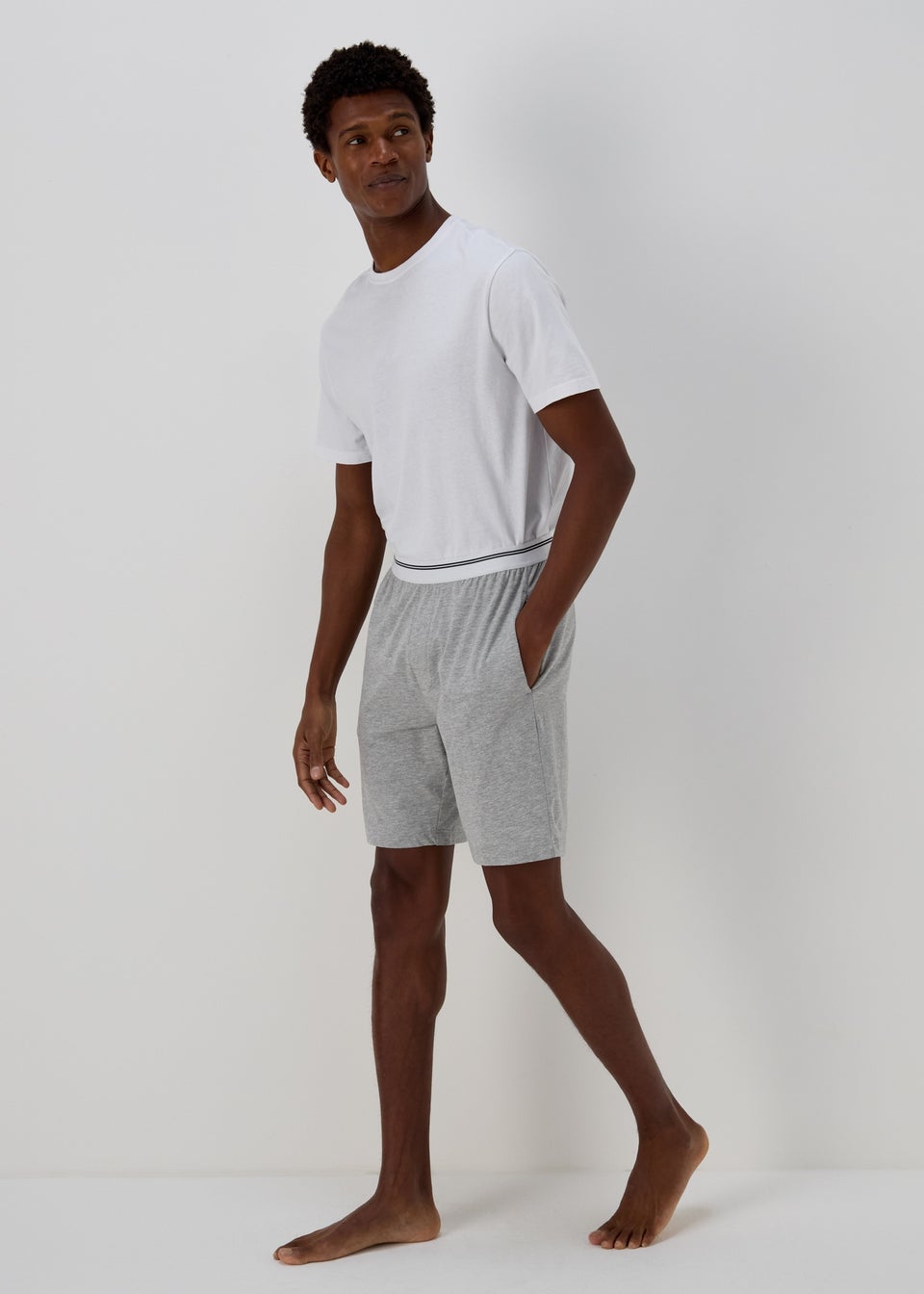 Grey Stripe Jacquard Waistband Shorts
