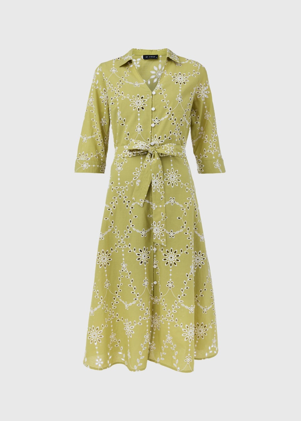 Et Vous Lime Shiffley 3/4 Sleeve Dress