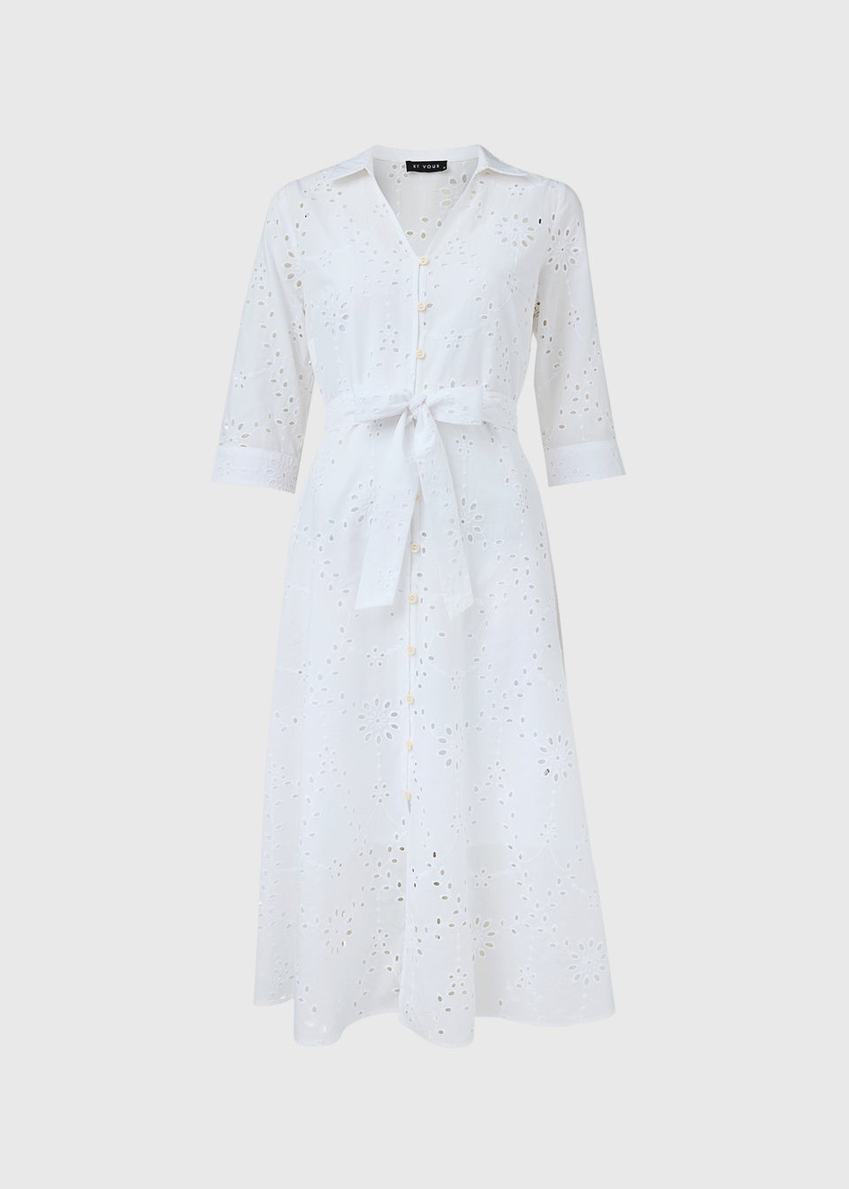 Et Vous White Shiffley 3/4 Sleeve Dress