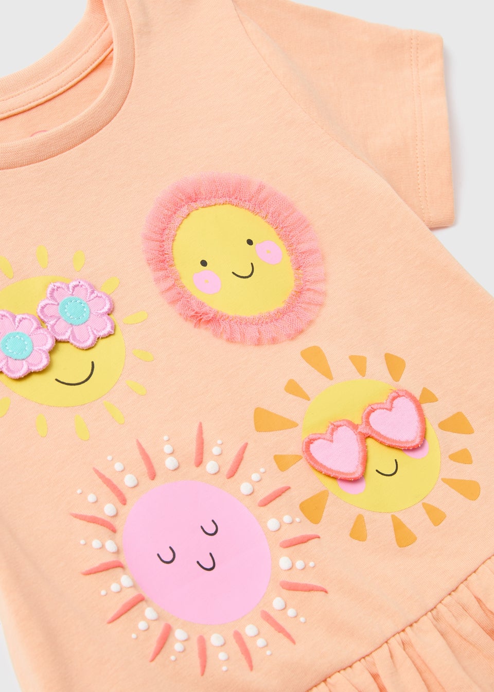 Girls Peach 3D Sun T-Shirt (1-7yrs)