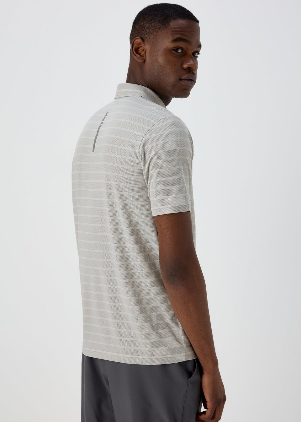 Souluxe Ice Grey Stripe Golf Polo Shirt