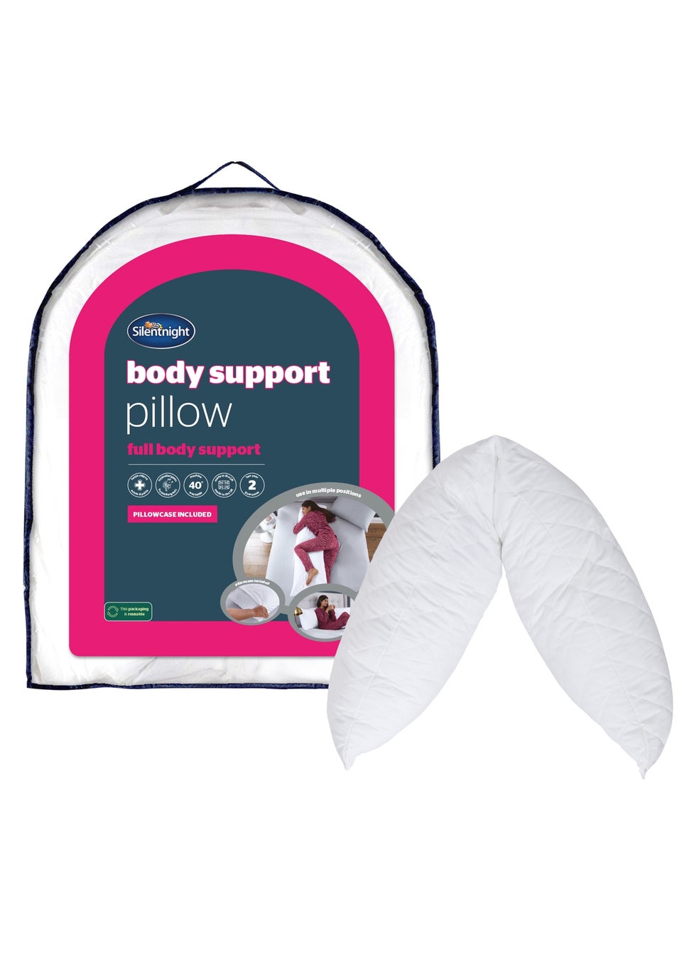 Snuggle White Body Support Squishy Pillow