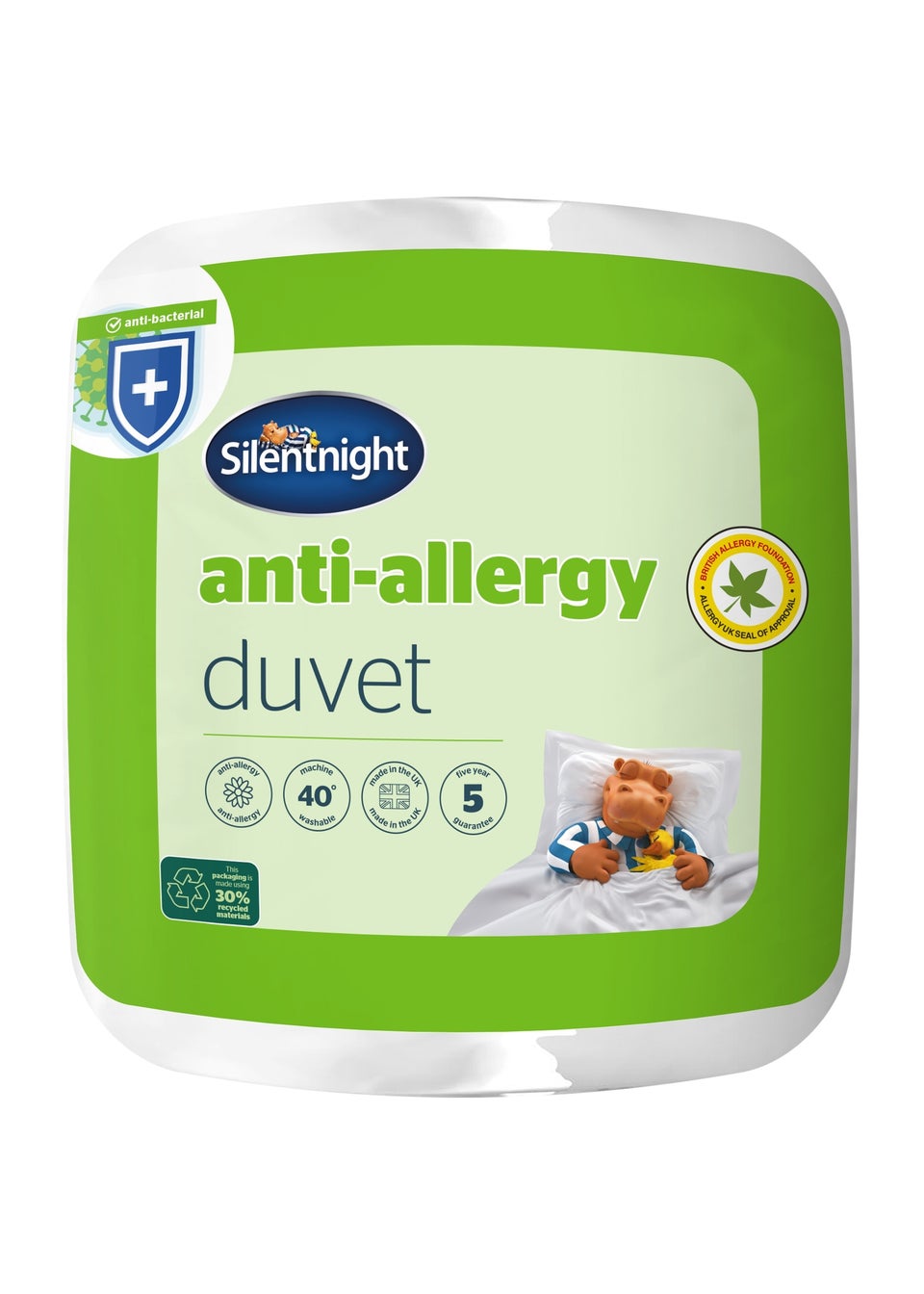White Anti Allergy Tog Duvet Cover