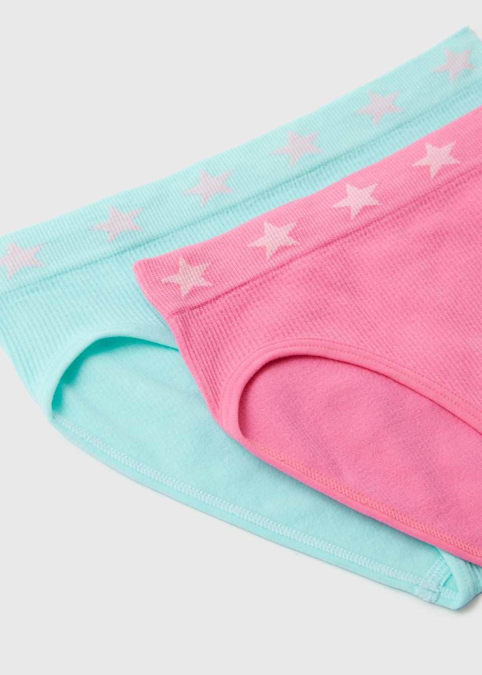 Girls 2 Pack Pink & Blue Ribbed Briefs (6-13yrs)