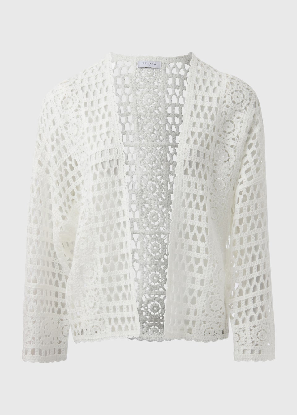 Ladies white crochet cardigan outlet