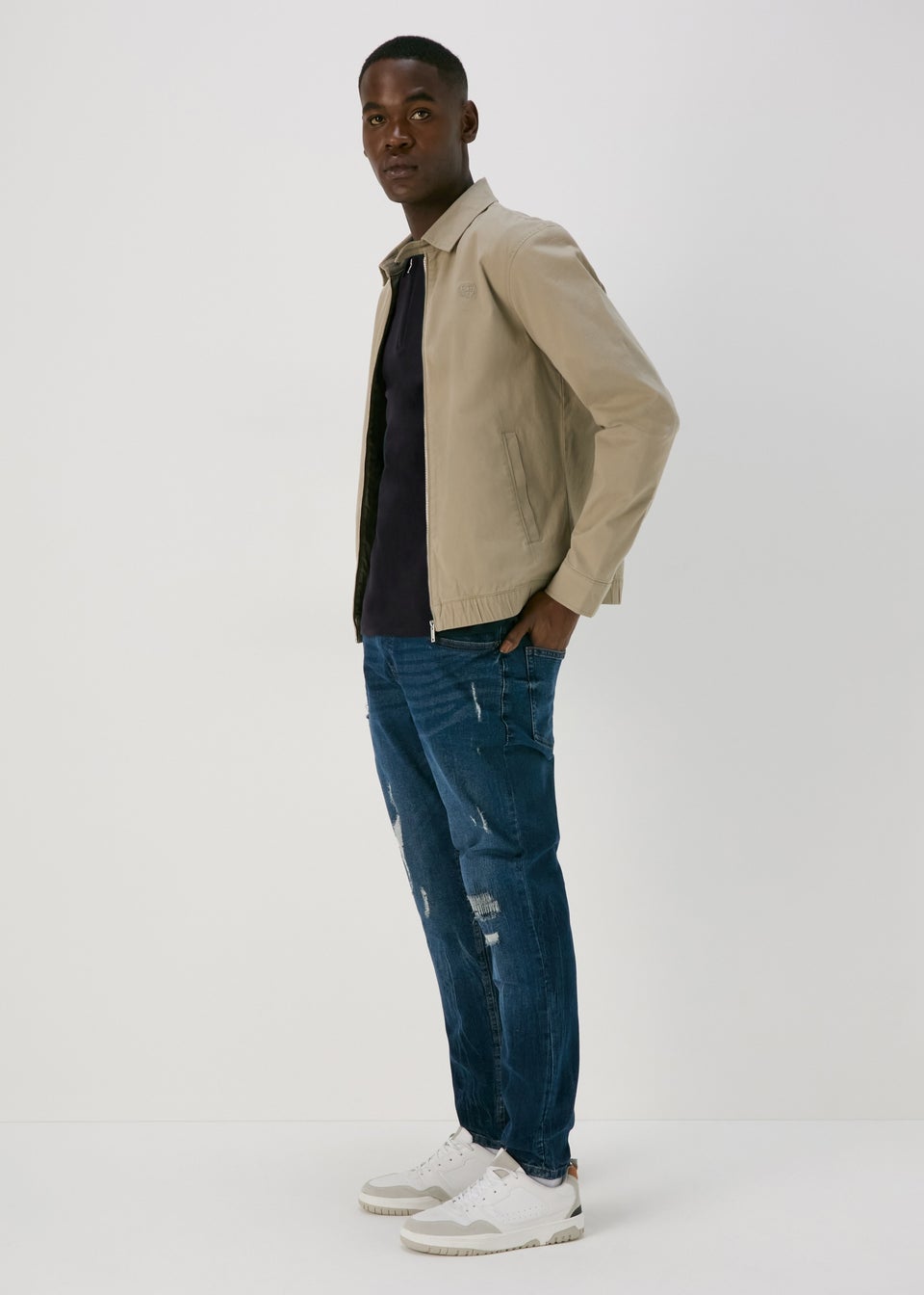 Navy Interlock Panel Polo Shirt