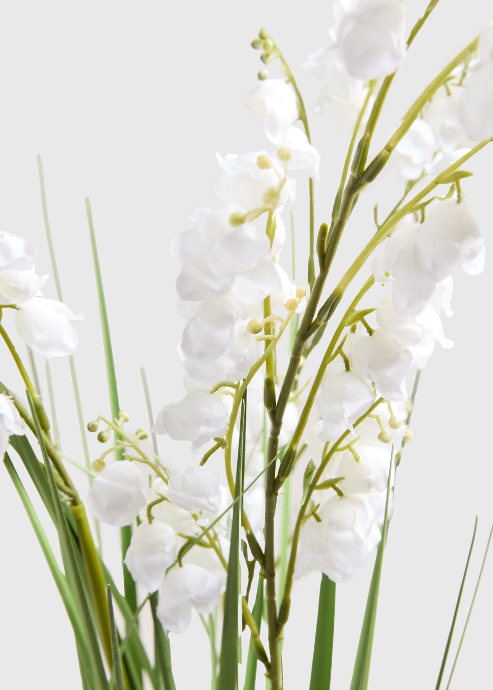 White Tall Grass Flowers In Ribbed Pot (90cm x 24cm x 24cm)