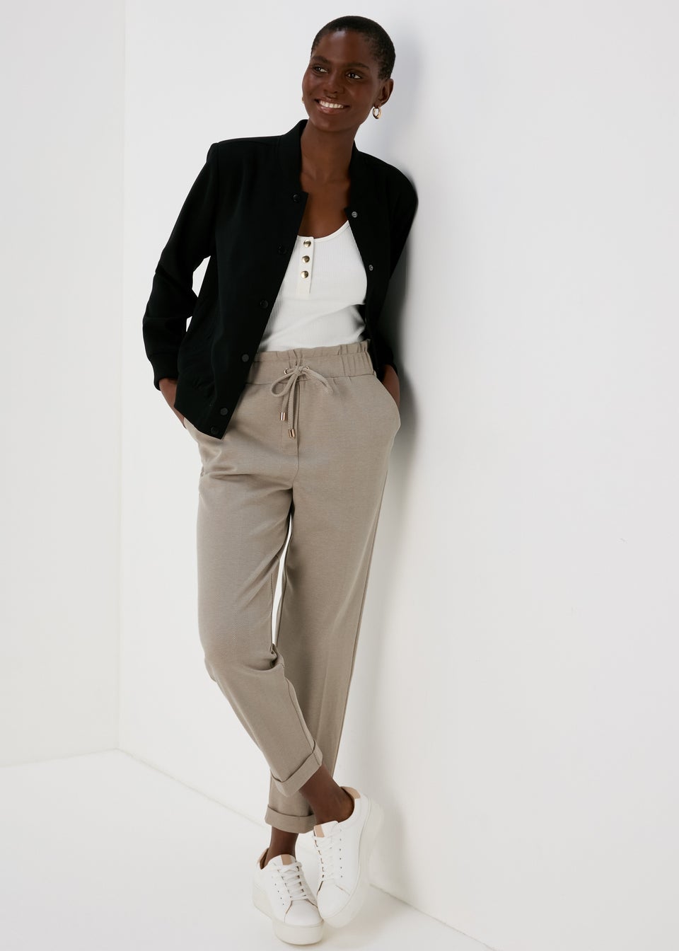 Et Vous Nude Herringbone Ponte Trousers