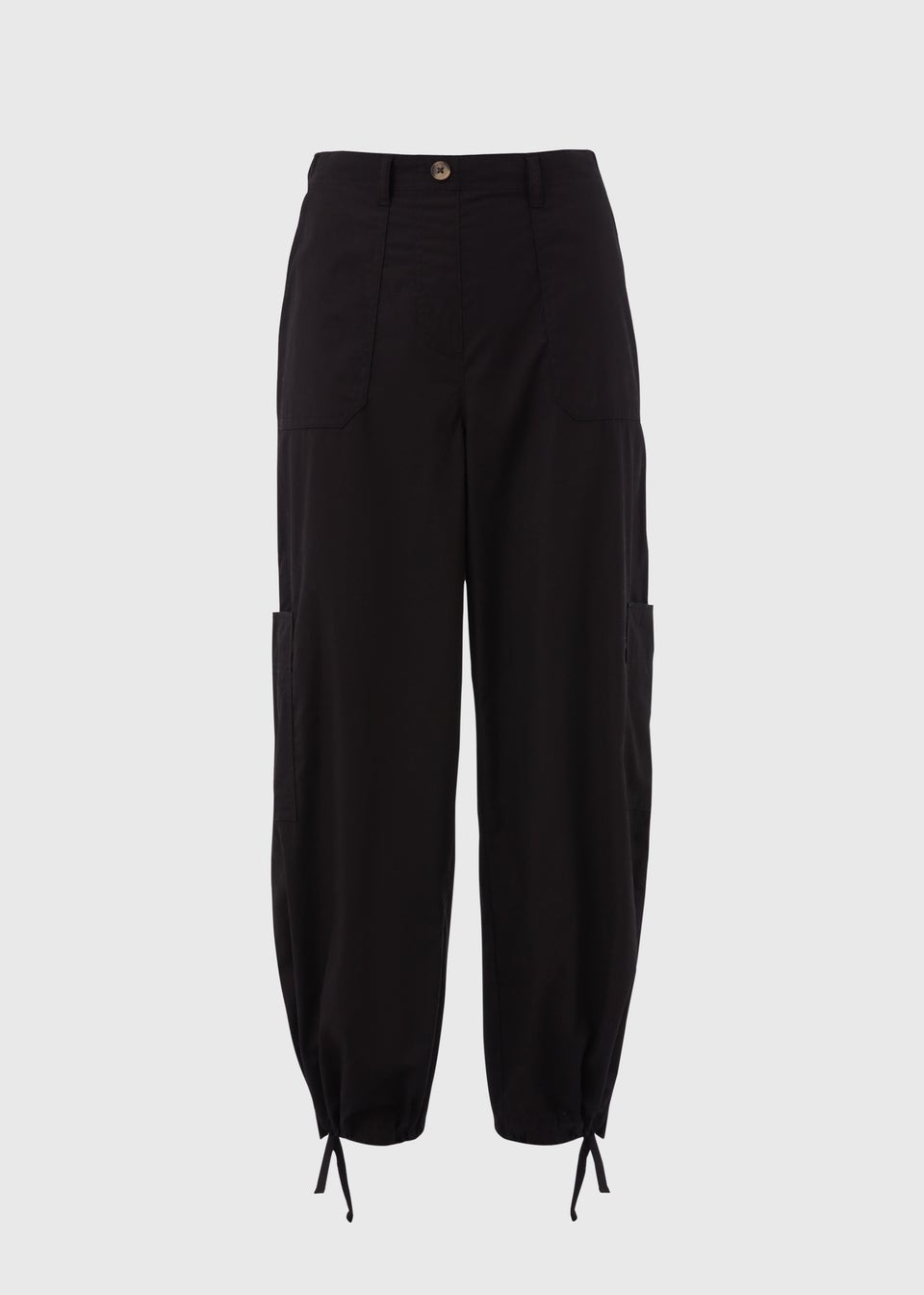 Black Poplin Crop Trousers