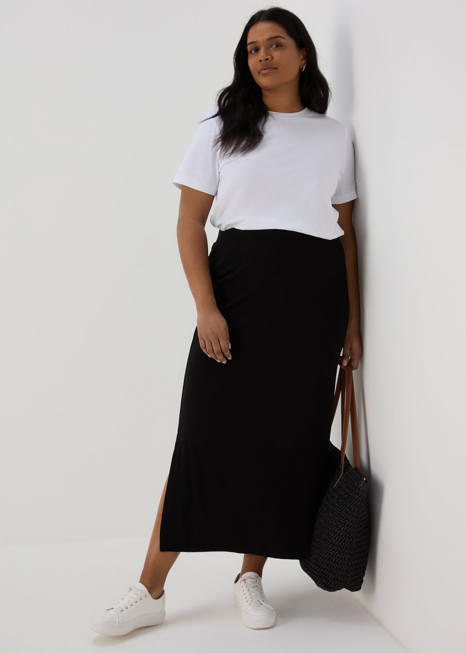 Papaya Petite Black Jersey Maxi Skirt