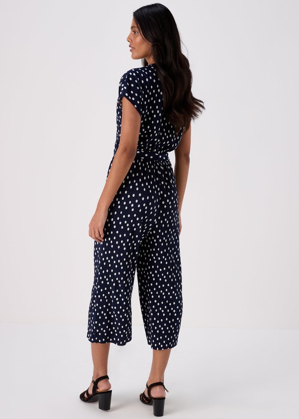 Papaya Petite Spot Navy Plisse Jumpsuit