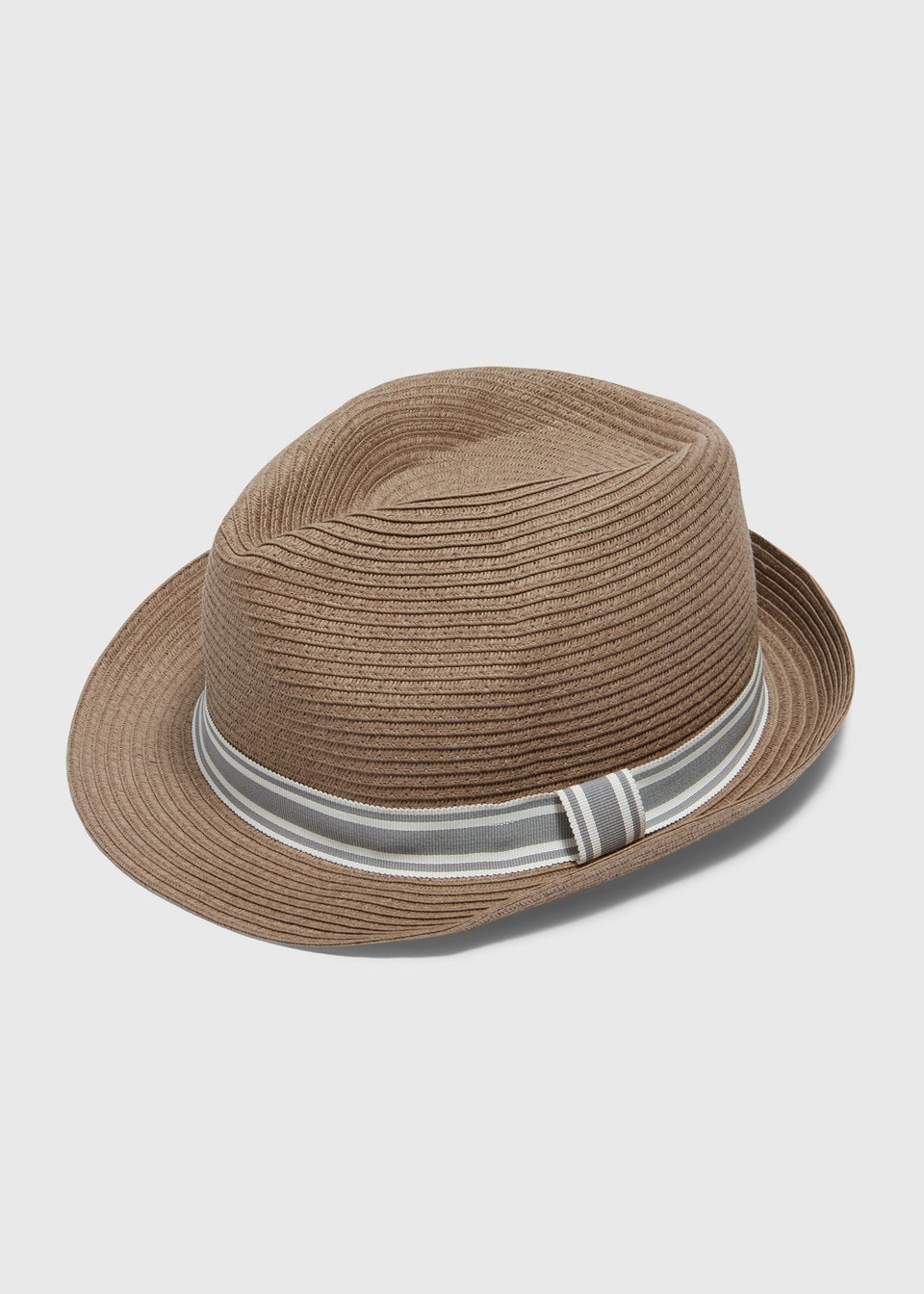 Brown Straw Trilby Hat