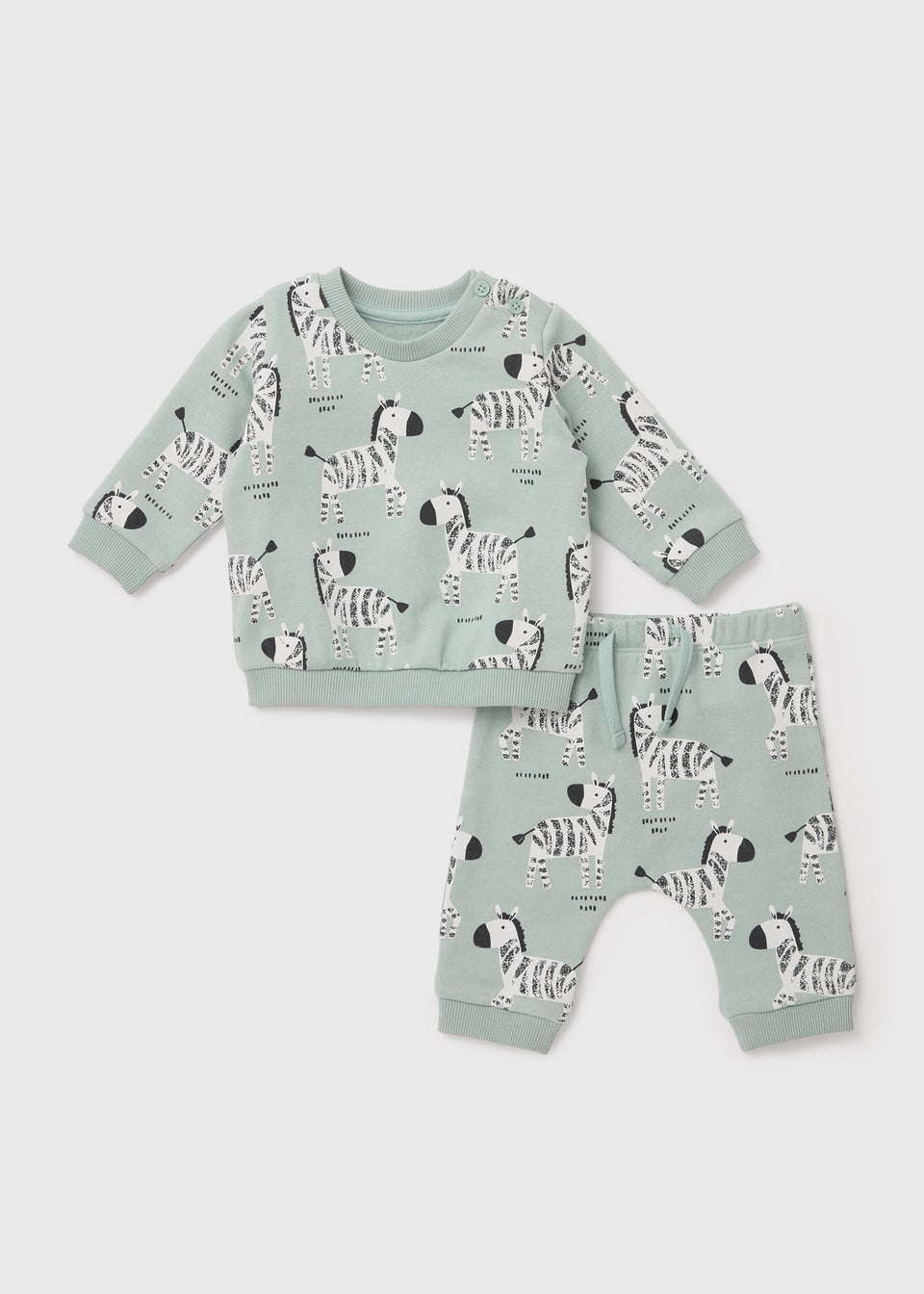 Baby Sage Zebra Print Sweatshirt & Joggers Set (Newborn-23mths)