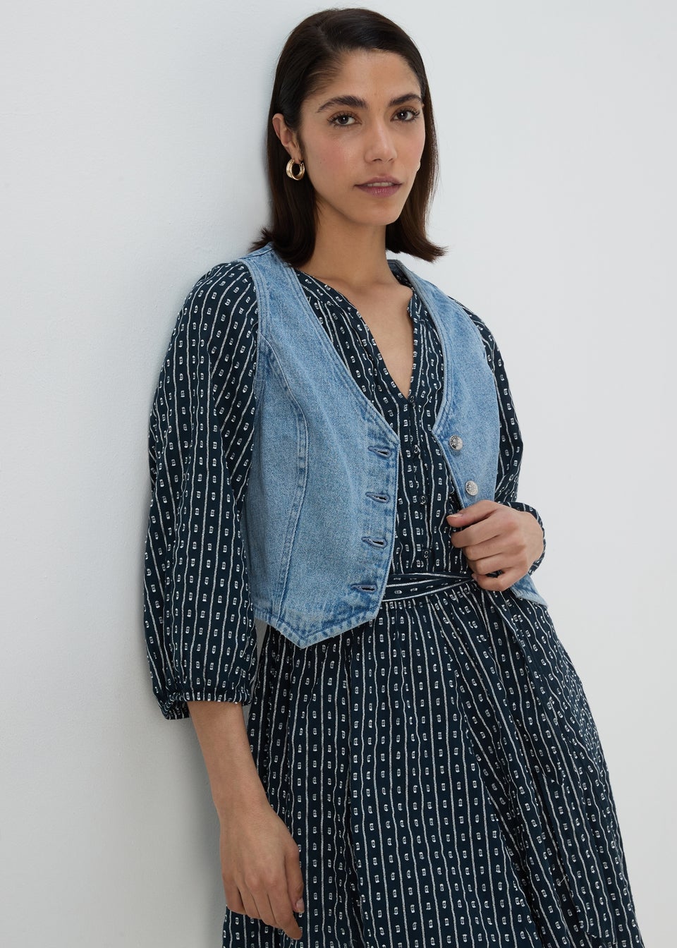 Mid Wash Denim Waistcoat
