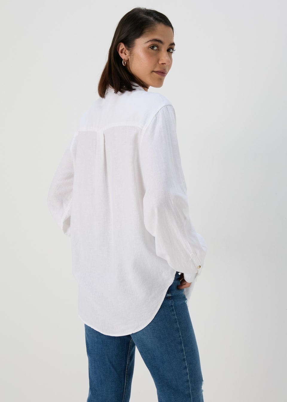 Papaya Petite White Linen Shirt