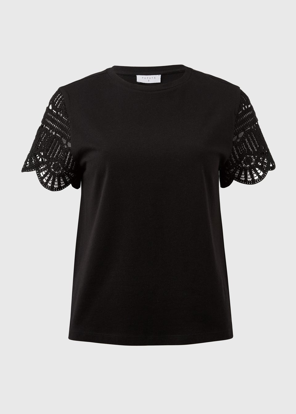 Black Crochet Sleeve T-Shirt