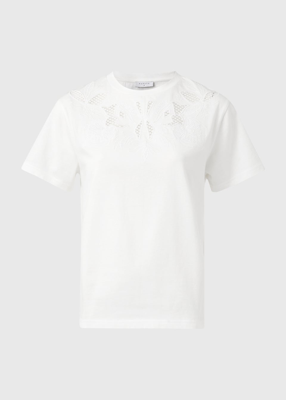 White Cutwork Design T-Shirt