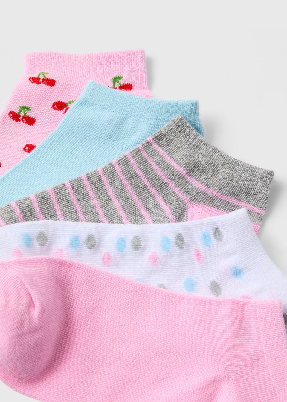 5 Pack Pink Fruit Print Trainer Socks