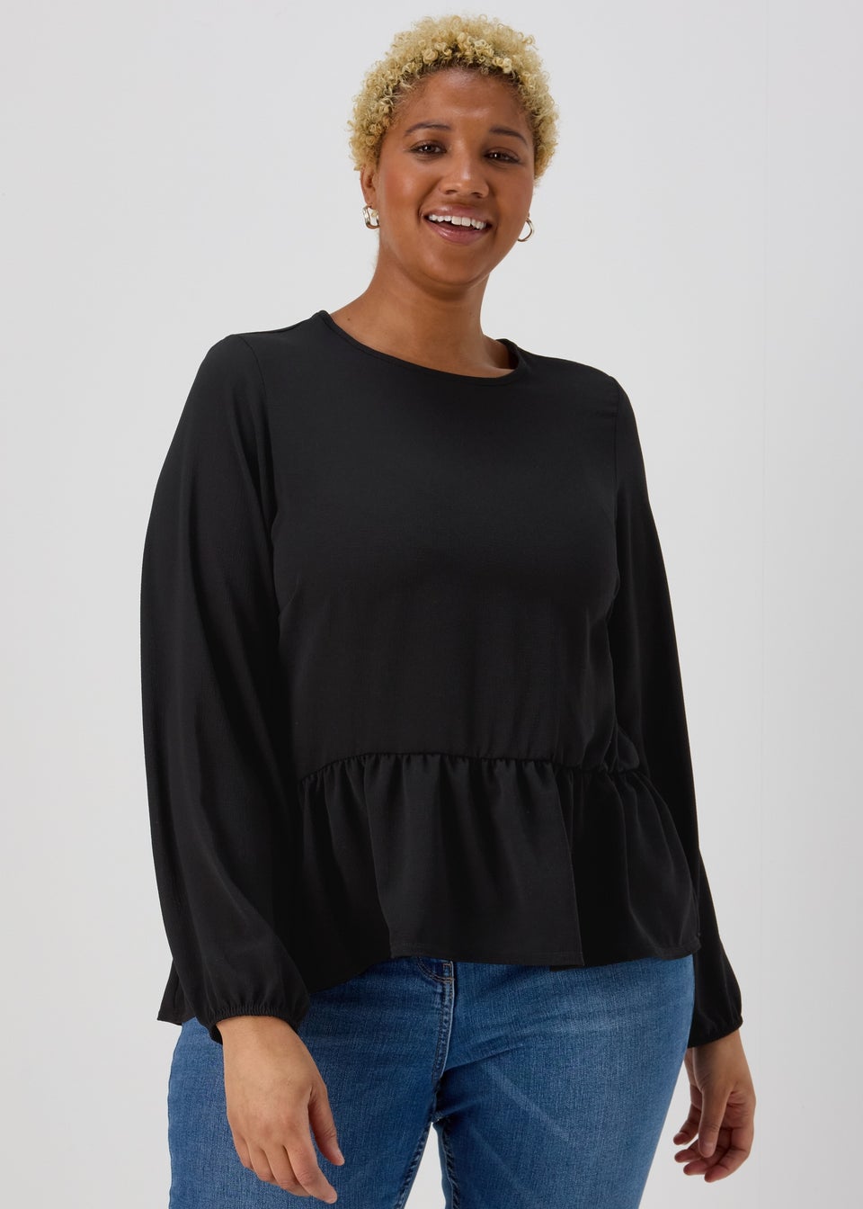 Peplum black blouse top