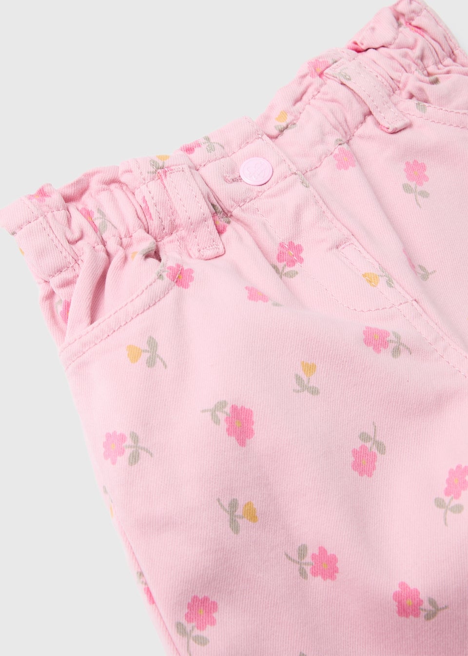 Girls Pink Flower Printed Jeans (1-7yrs)