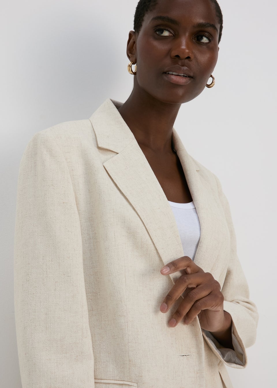 Papaya Petite Stone Power Fixture Linen Blazer Matalan