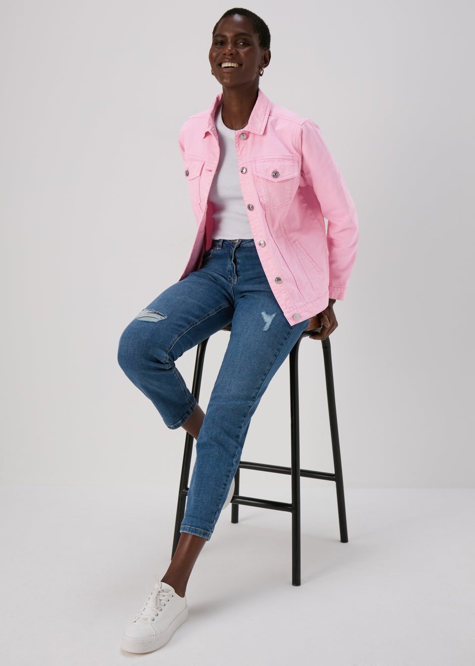 Pink jacket jeans new arrivals