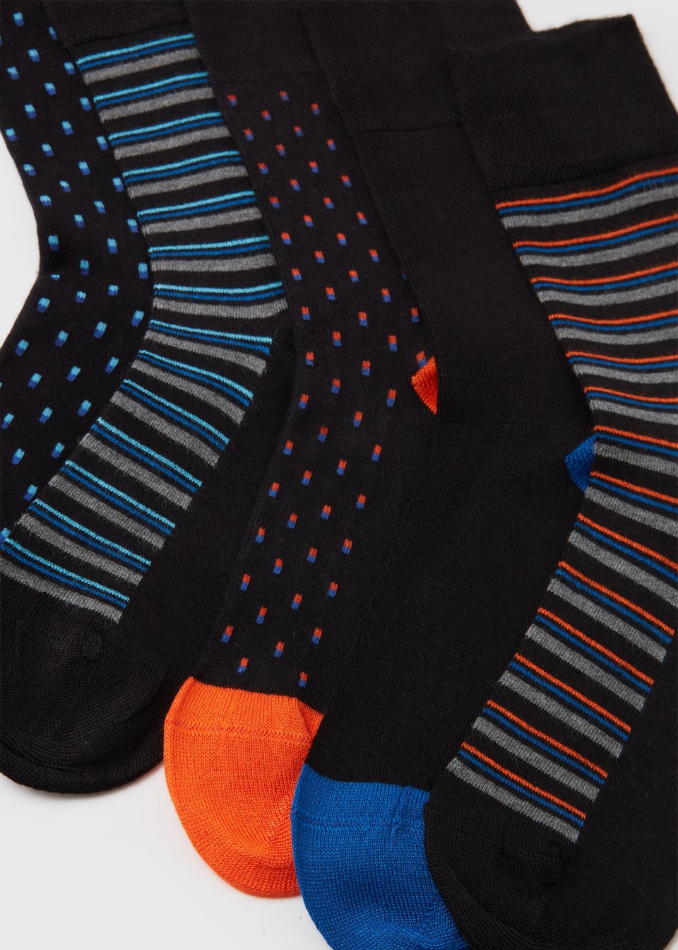 5 Pack Flexi Top Black Patterned Socks