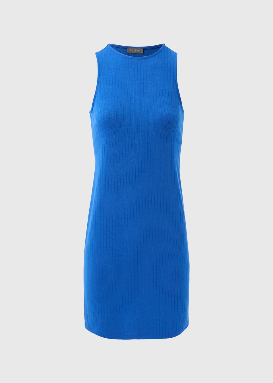 Blue Ribbed Mini Racer Dress