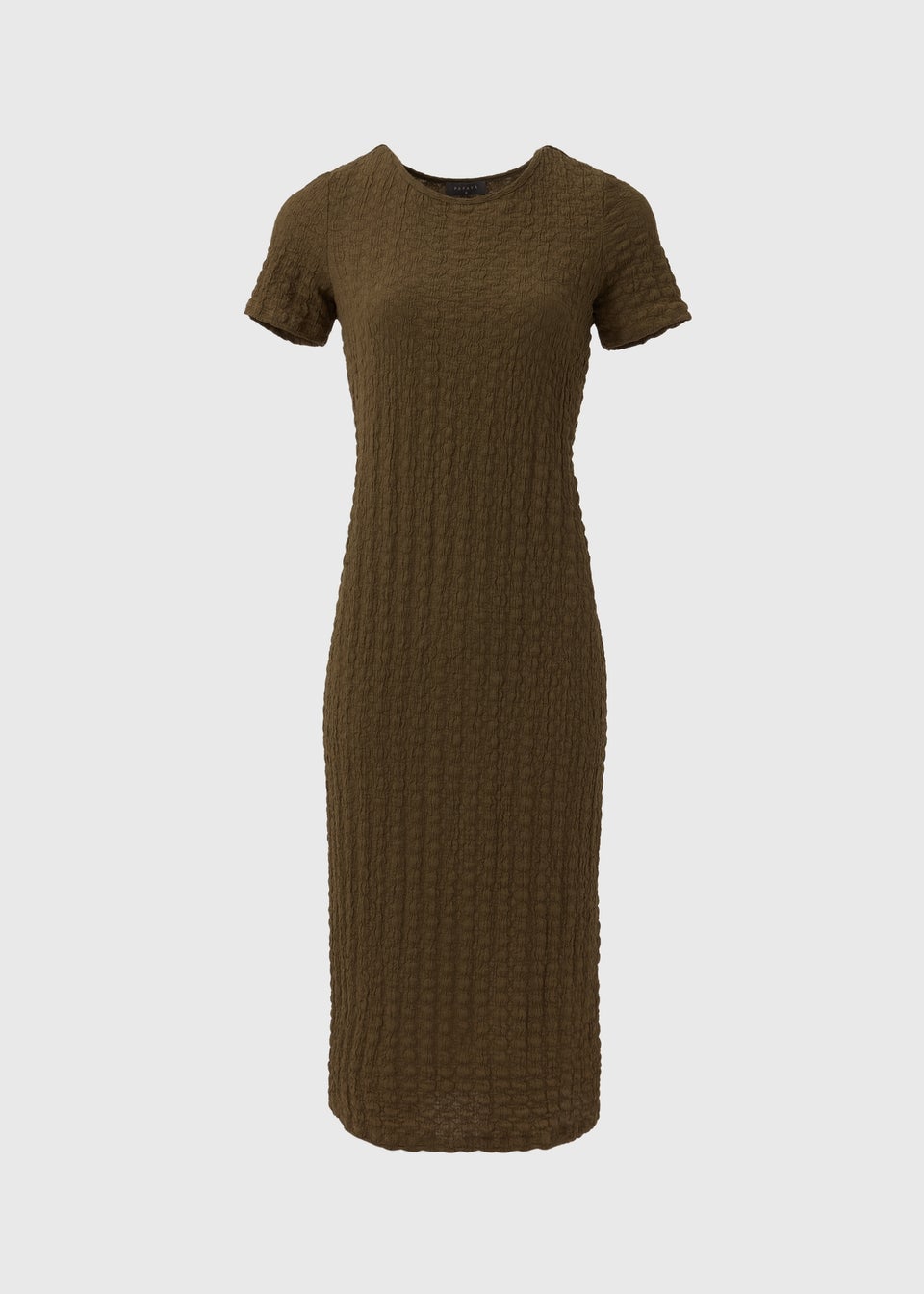 Khaki Hyper Textured Midi Dress