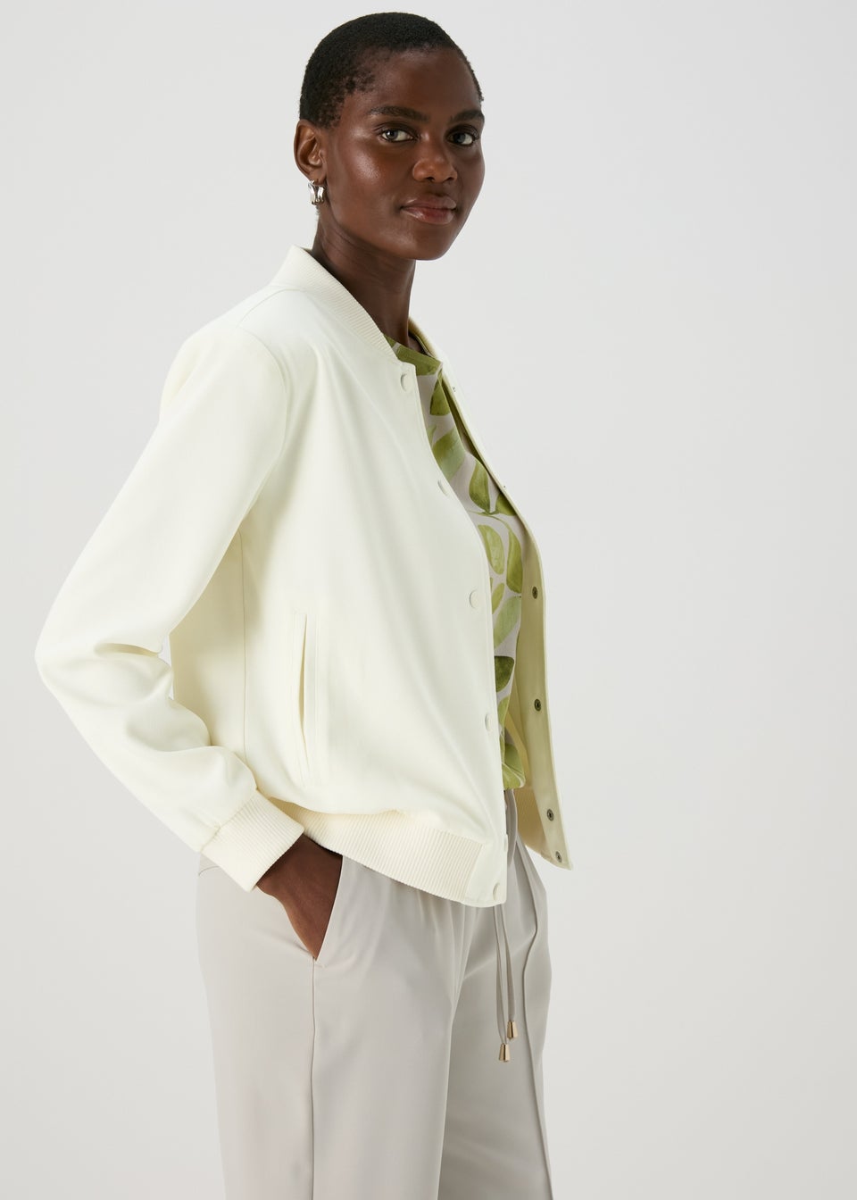 Ivory Crepe Bomber Jacket Matalan