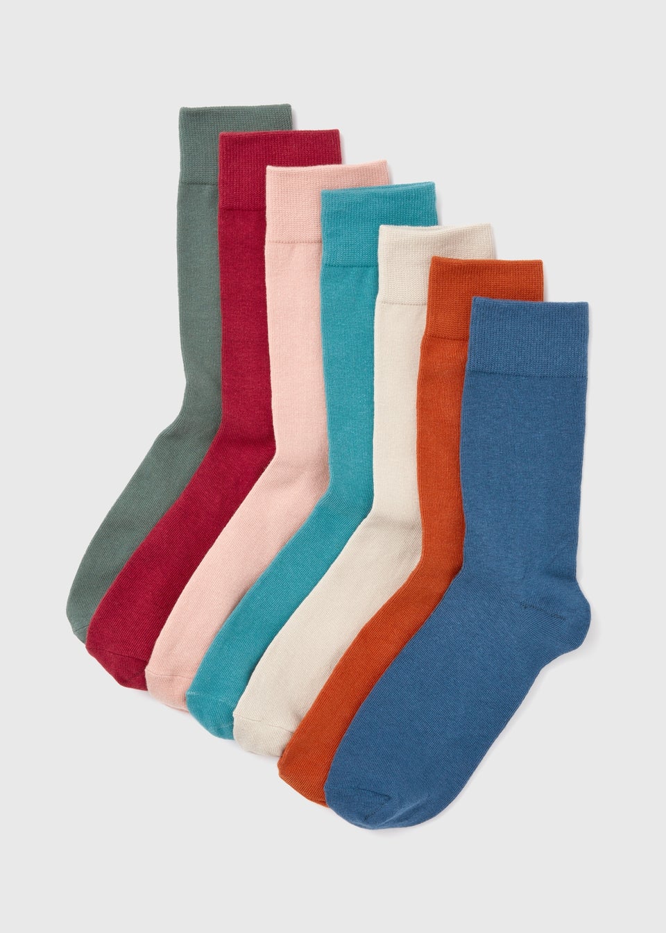 7 Pack Multicolour Plain Socks