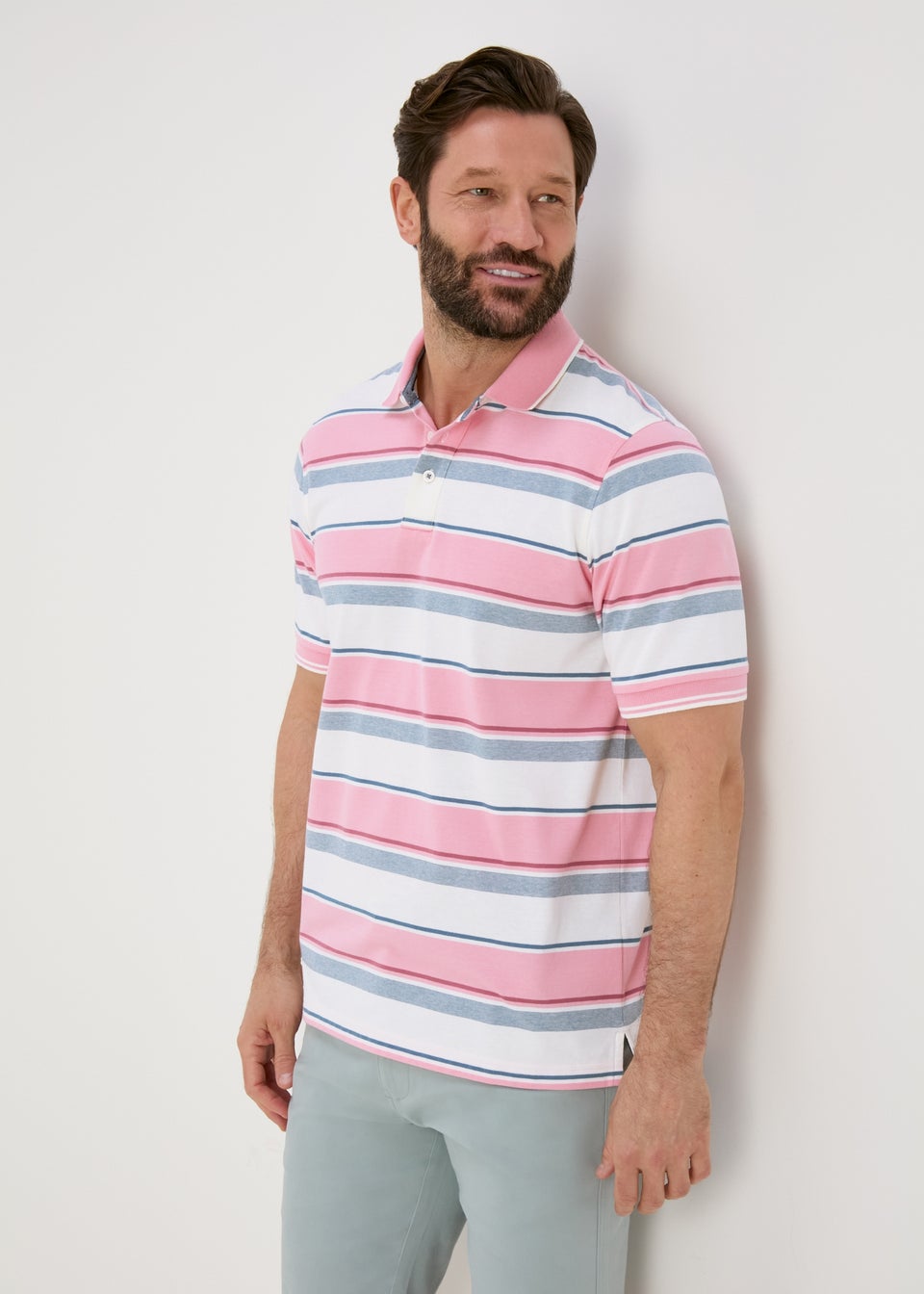 Pink striped polo outlet