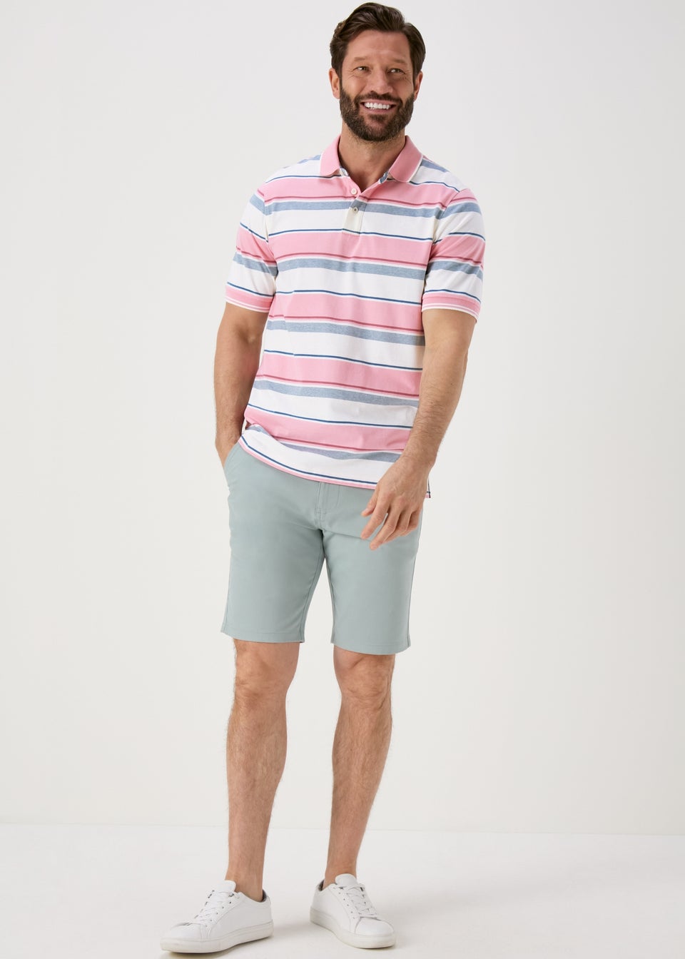 Lincoln Pink Multicolour Stripe Polo Shirt