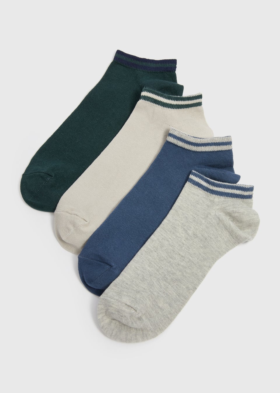 4 Pack Green Design Trainer Socks