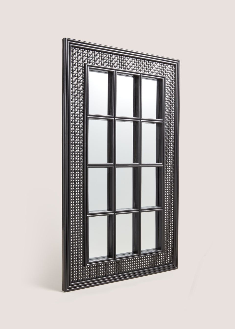 Black Rattan Effect Mirror (75cm x 46cm x 2.5cm)