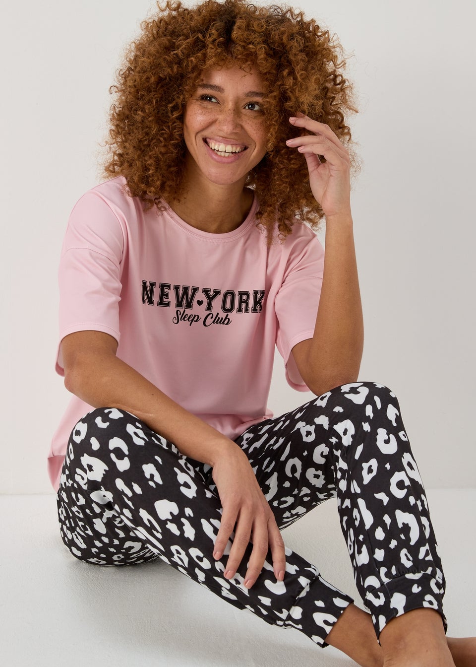 Pink New York Night Pyjama Set - Matalan
