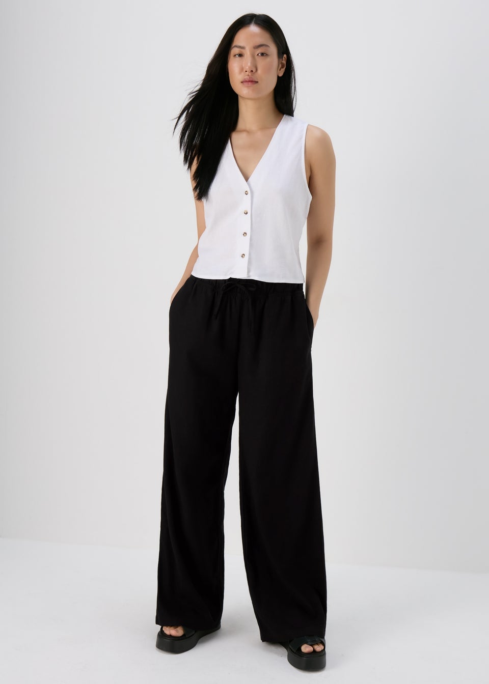 Black Linen Trousers Matalan