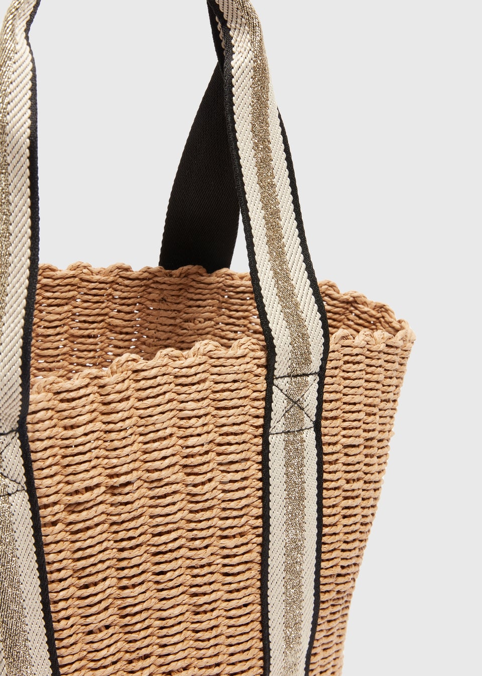 Natural Gold Trim Webbing Basket