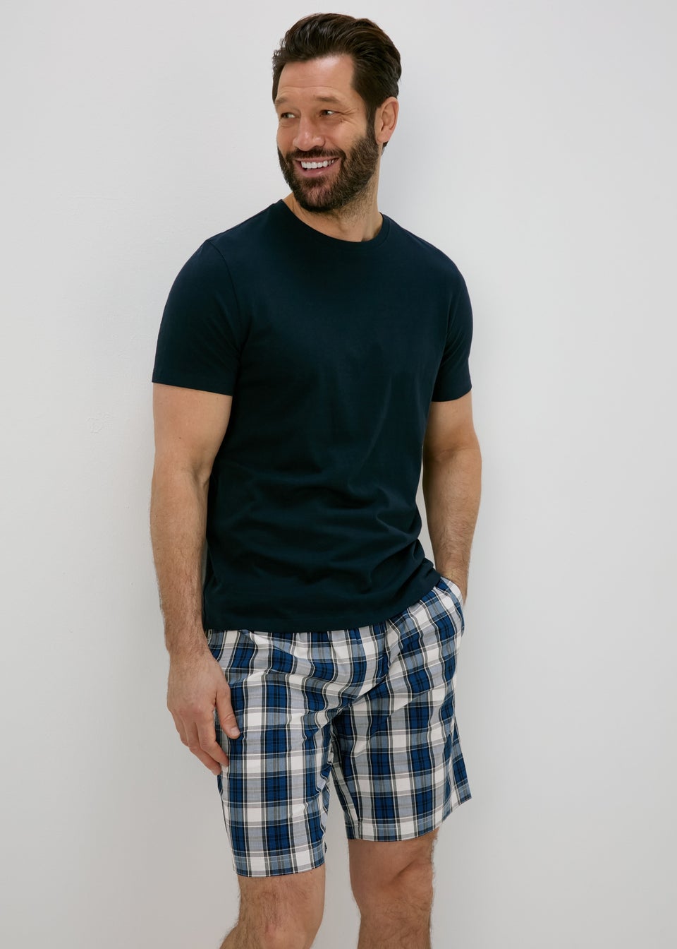 Blue Check Woven Shorts